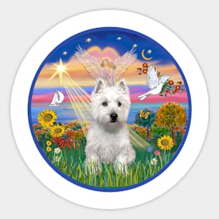 West Highland Terrier in "Cloud Angel" Sticker